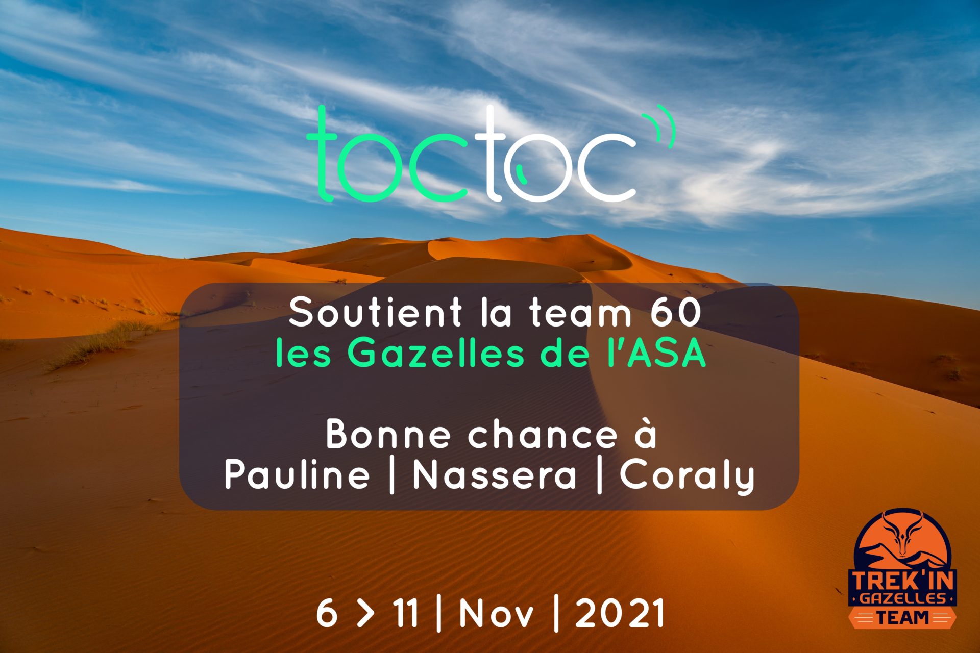 toctoc soutient les gazelles de l asa